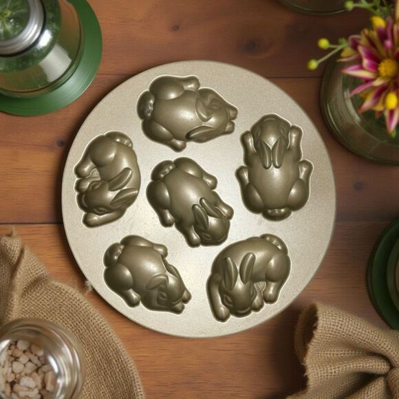 Nordicware Gold Baby Bunny Cake Pan Cakelets - Picture 1 of 7